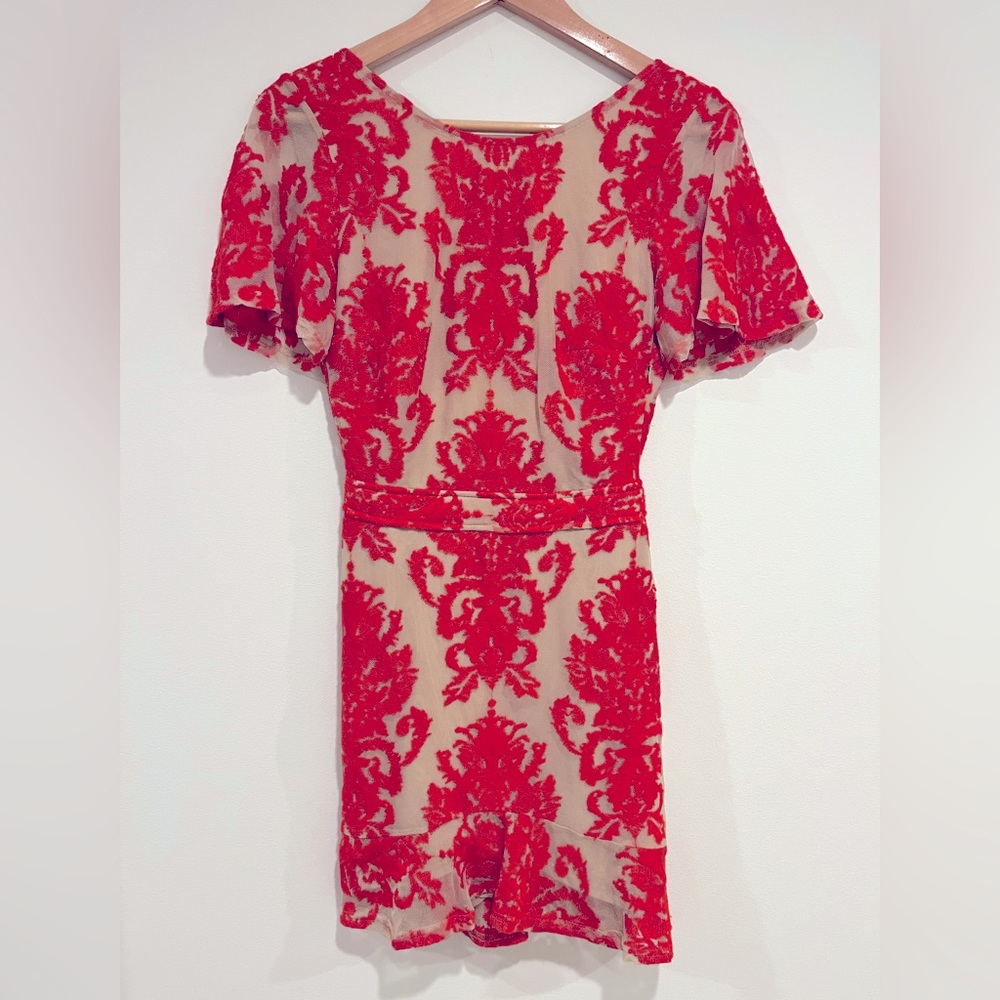 For Love And Lemons red Flutter Sleeve Sheath Mini Dress